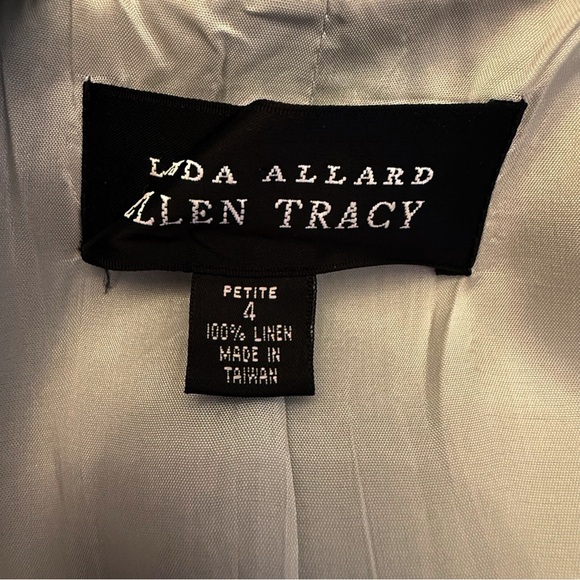 Linda Allard Ellen Tracy 100% Linen Long Blazer Coat Petite 4 Light Blue - Picture 3 of 8